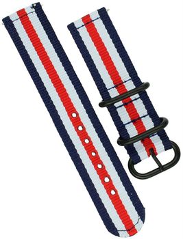 Pasek do zegarka NATO 015 w trzech kolorach – granatowym, czerwonym i białym. Nylonowy, parciany, długość 120 mm  65 mm, szerokość mocowania 20 mm. Idealny do zegarków sportowych i casualowych.1.jpg